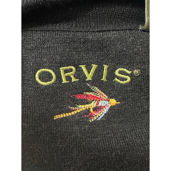Orvis black wool long sleeves 1/4 Zip Pullover Sweater size Large - Picture 3 of 9